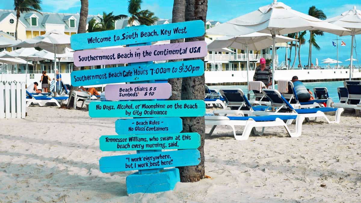South Beach Key West, FL, USA - Sign with beach rules