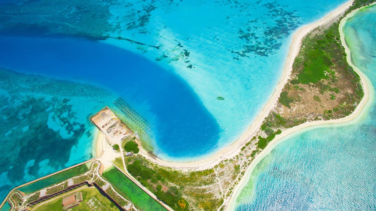 aerial view of Fort Jefferson in the Dry Tortugas National Park, Florida