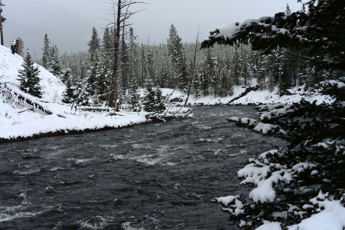 The Yellowstone river photographed in winter