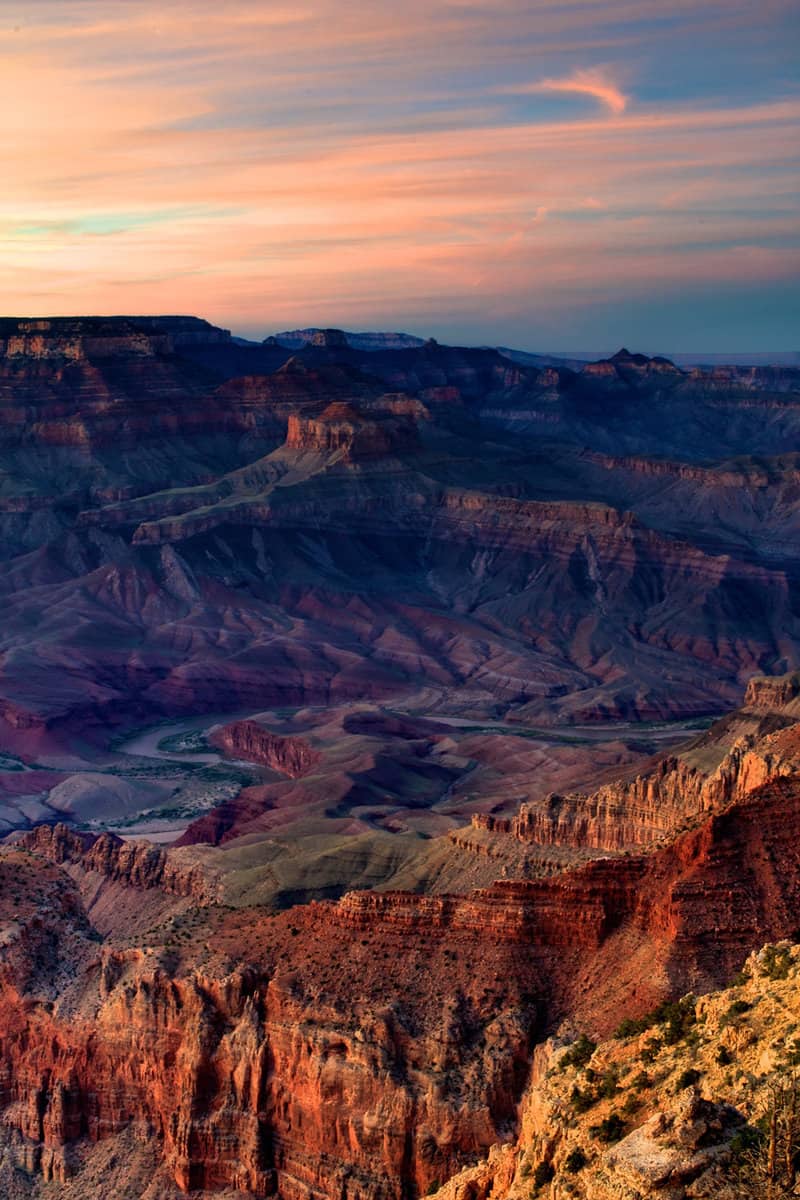 A panoramic view of the mountainous Grand Canyon as seen from Lipan Point