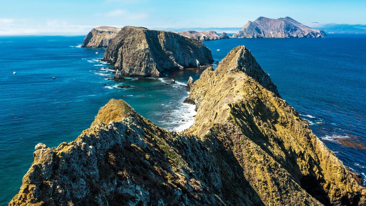 Mountain Ridges Rise High Over The Pacific Ocean in Channel Islands National Park