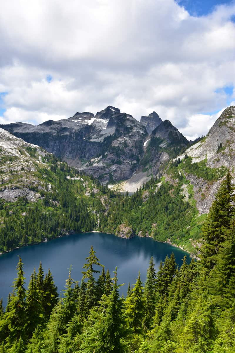 Thornton Lake and the distant Mount Triumph in North Cascades National Park - Washington, Pacific Northwest, United States
