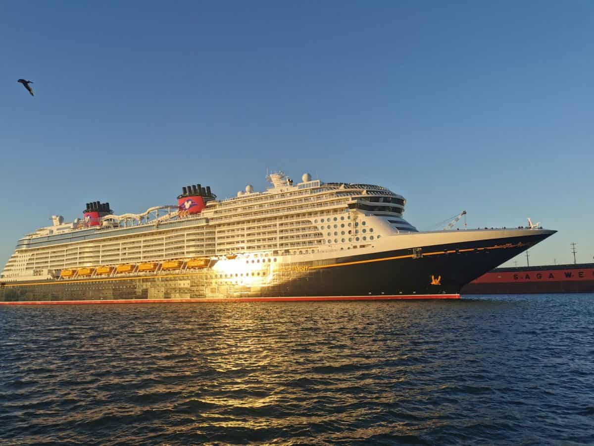 A Disney ship leaving the port