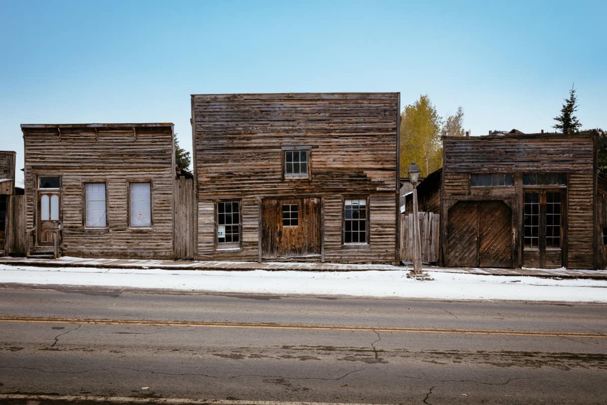 Ghost Town Virginia City Historic District designated in 1961 after Charles and Sue Bovey restored old ruins, in Montana, USA