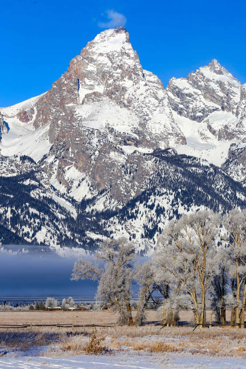 Grand Teton National Park in Jackson, Wyoming on a cold December day