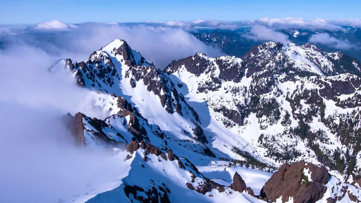 The Snowy Summit of Mt Ellinor in The Olympic Mountain Range. Olympic National Park, Washington