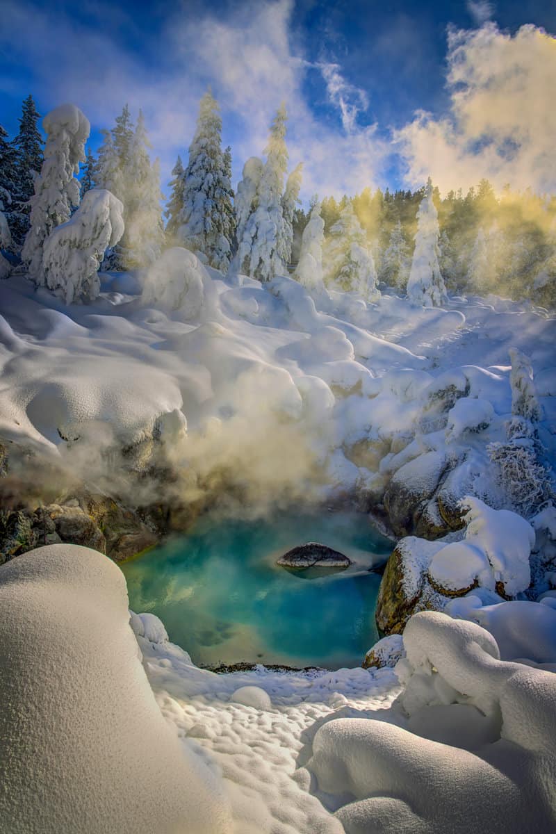 Yellowstone geothermal features in wintertime