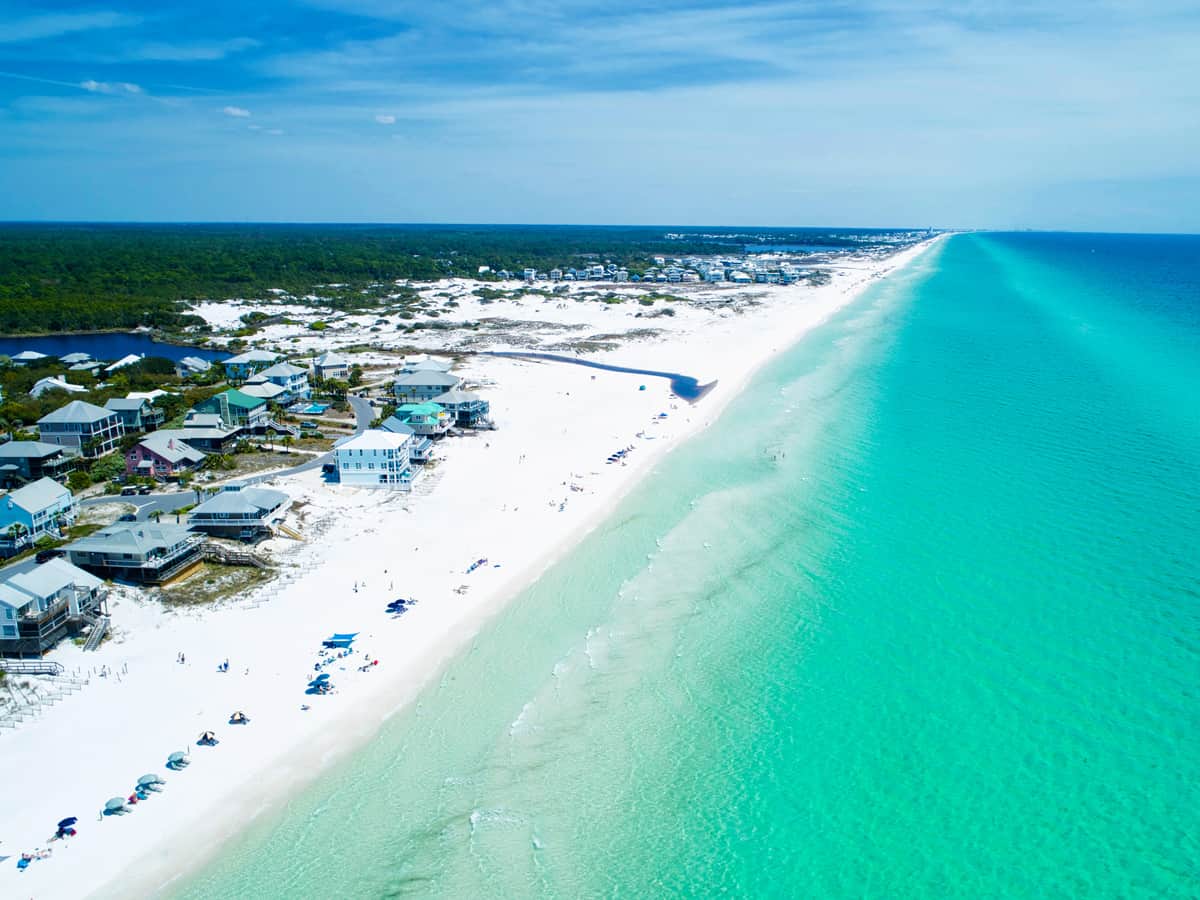 Aerial View of Grayton Beach Florida on a Beautiful Spring Afternoon