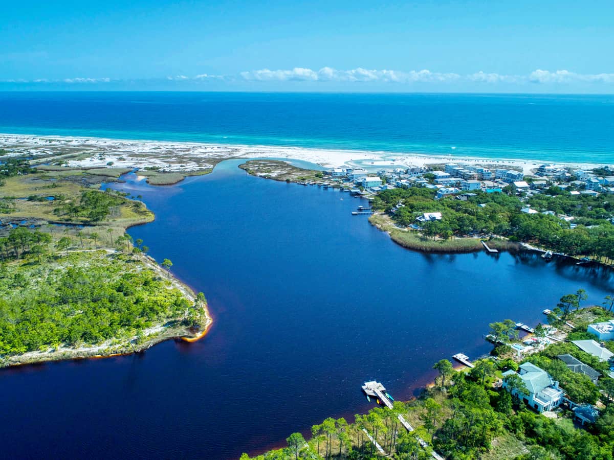 Distant Aerial View of Grayton Beach Florida