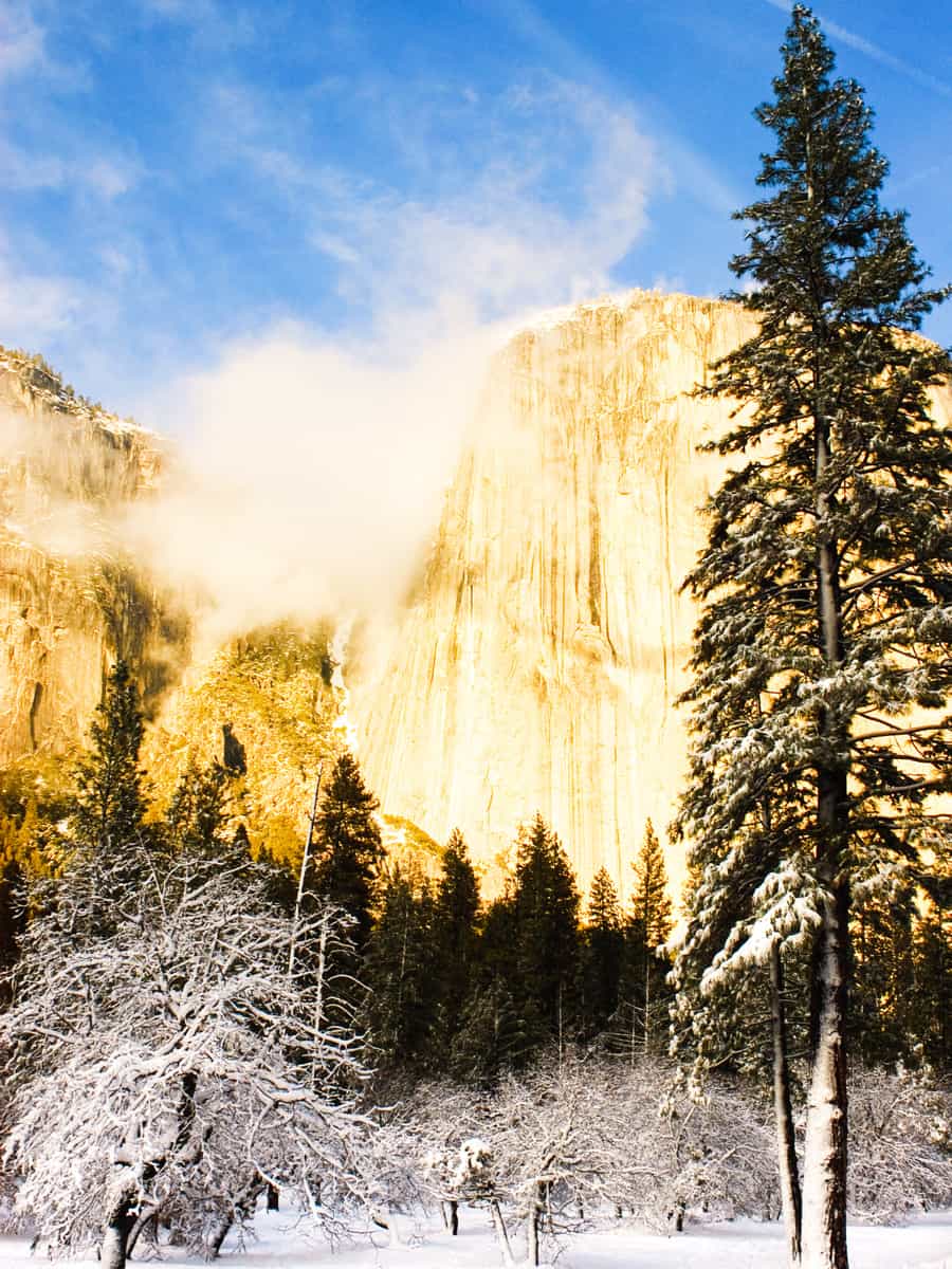 El Capitan during winter in Yosemite valley in California