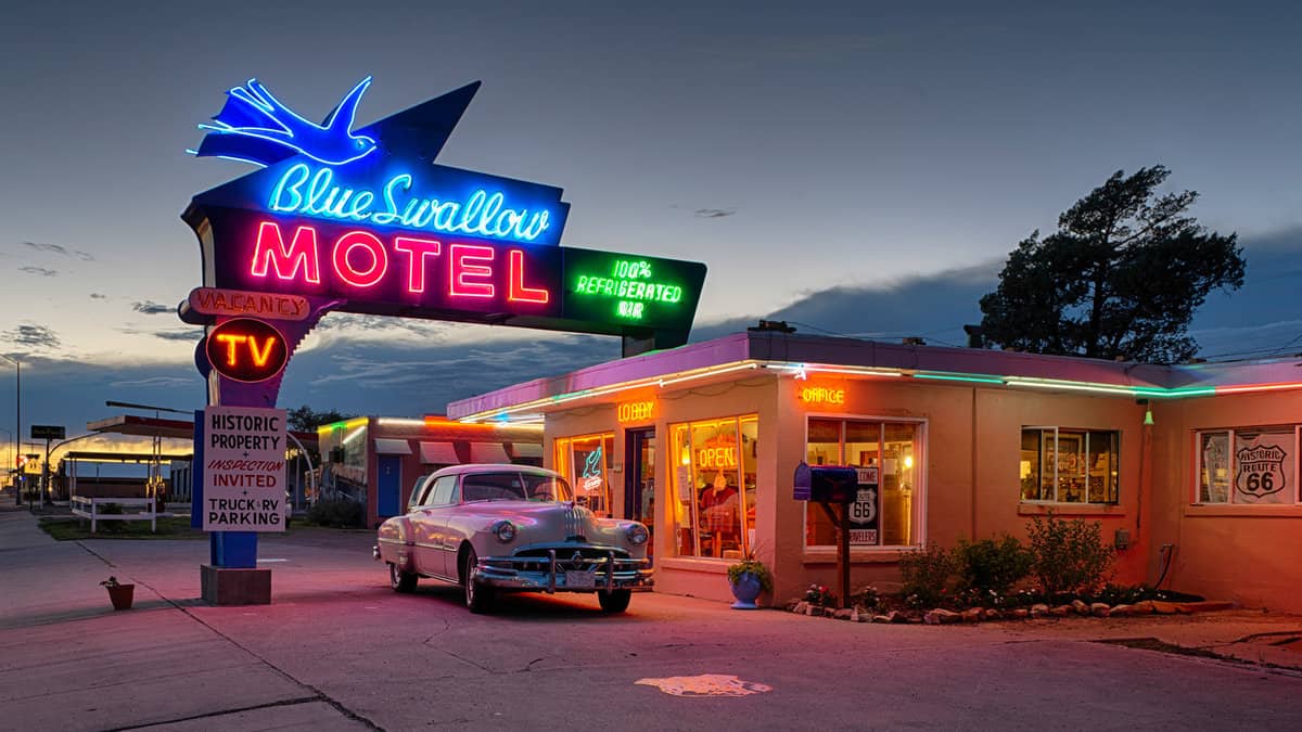 Historic Blue Swallow Motel on Tucumcari Boulevard (Route 66) on August 8, 2014 in Tucumcari, New Mexico