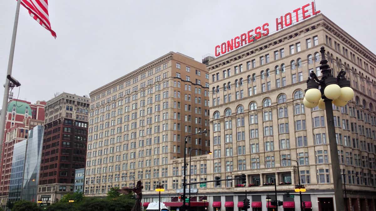 The Congress Plaza Hotel and Convention Center on S Michigan Ave at S Congress Pkwy