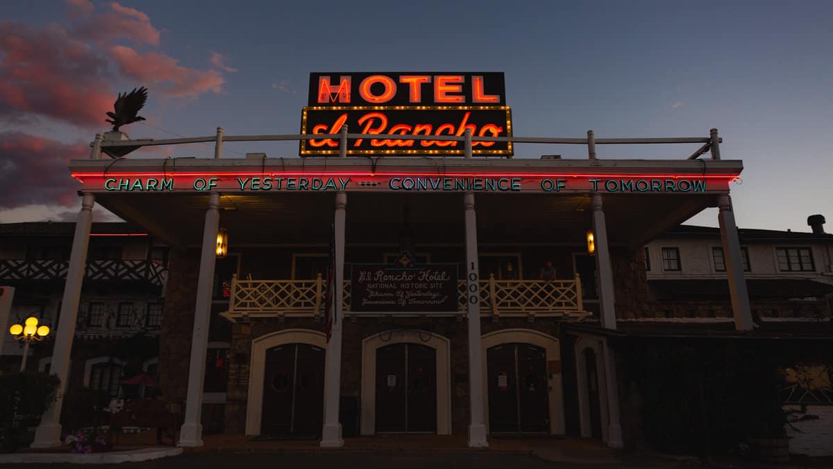 The front entrance at El Rancho Hotel and Motel, built 1937 on old Route 661600x900