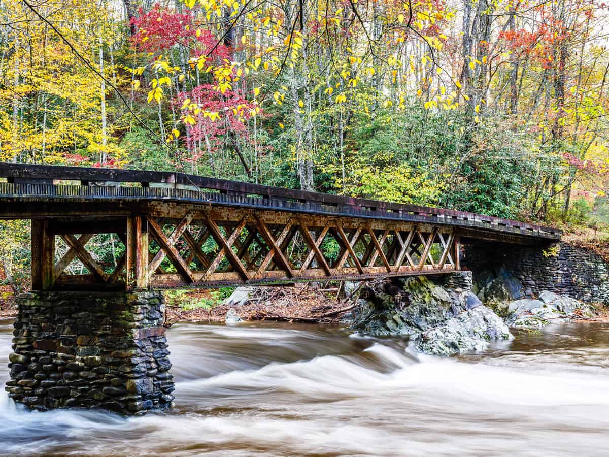 Bridge at Elkmont in Great Smoky Mountains National Park in Fall