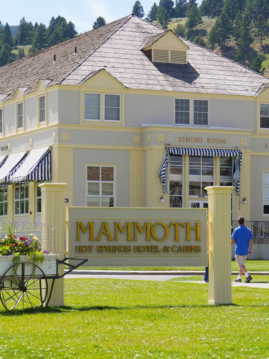 Façade of the Mammoth Hot Springs Hotel & Cabins at Yellowstone National Park