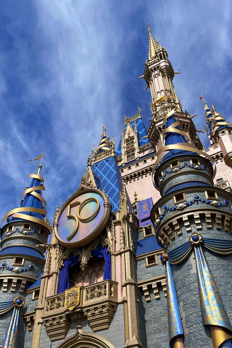 Magic Kingdom, Disney World in Orlando Florida. Looking up at the majestic Cinderella's Castle