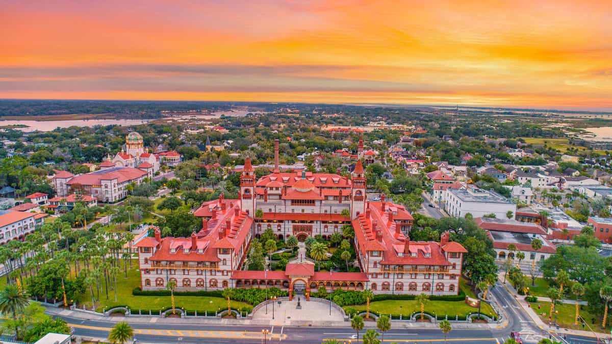
St Augustine, Florida, USA Downtown Skyline Aerial