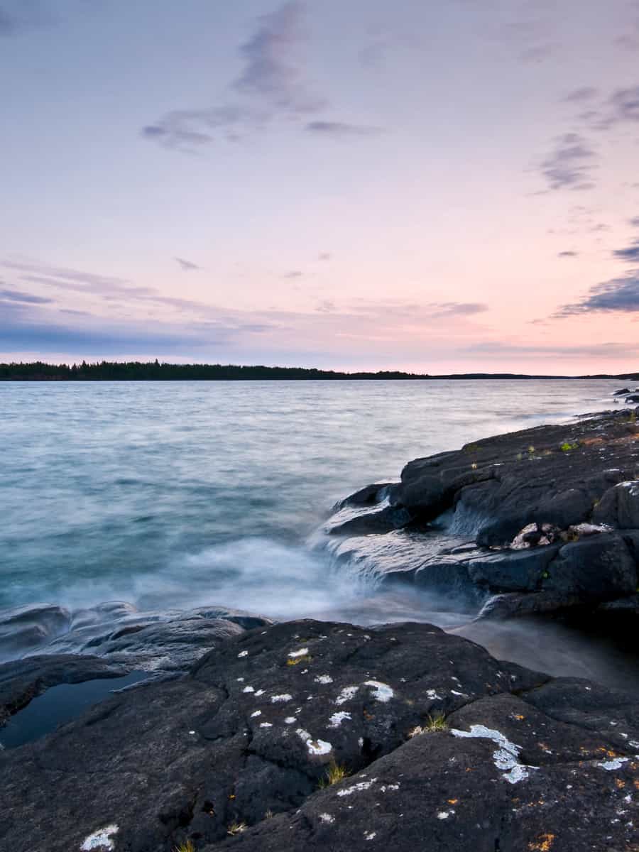 Sunset over Rock Harbor at Isle Royale National Park in Michigan