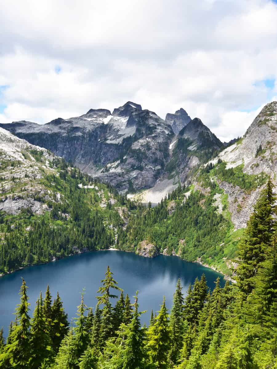 Thornton Lake and the distant Mount Triumph in North Cascades National Park