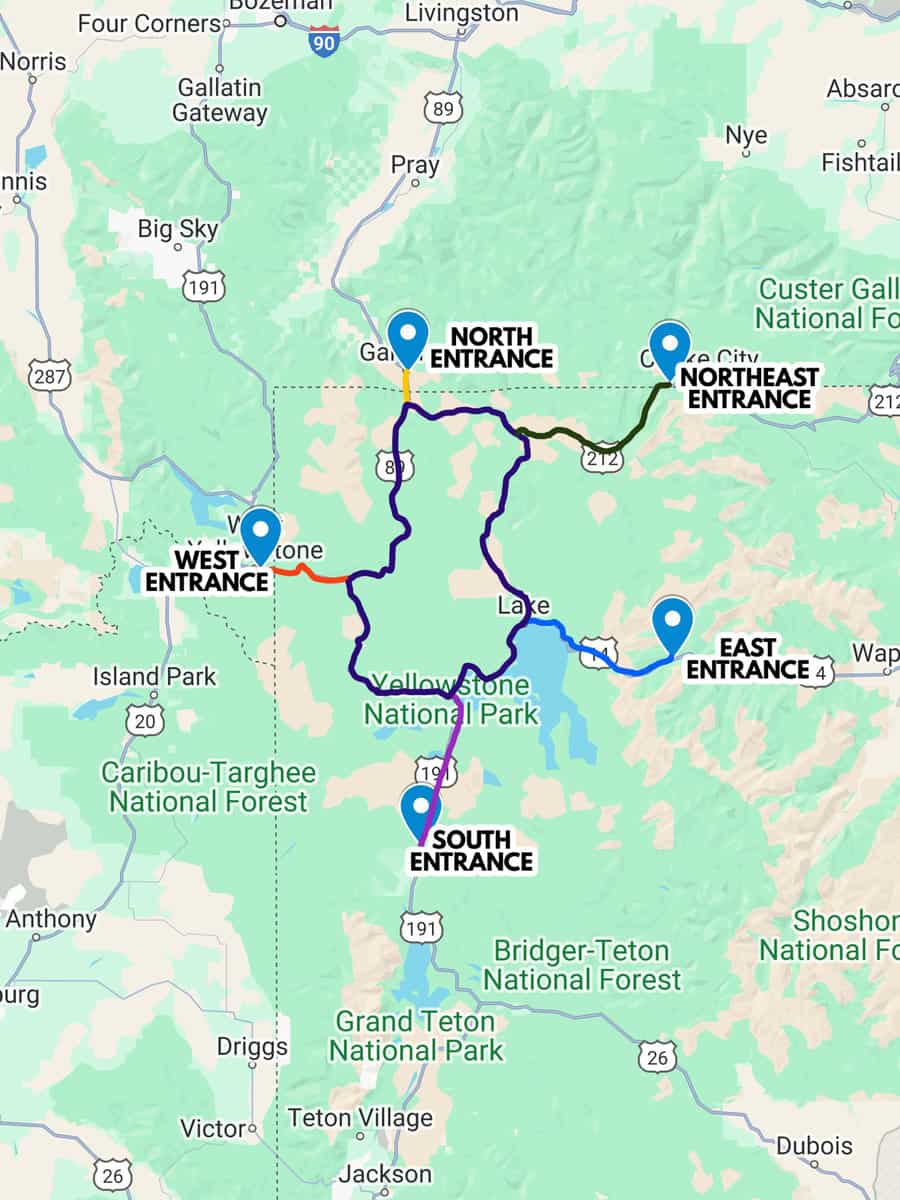 Yellowstone National Park Entrance Map