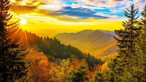 Autumn sunrise over Newfound Gap overlook in the Great Smoky Mountains 1600x900.jpg