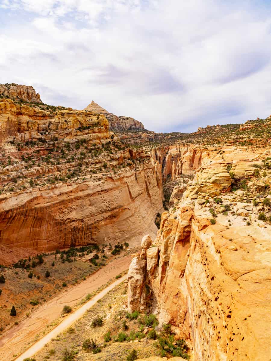 Beautiful landscape along the Cassidy Arch Trail of Capitol Reef National Park at Utah