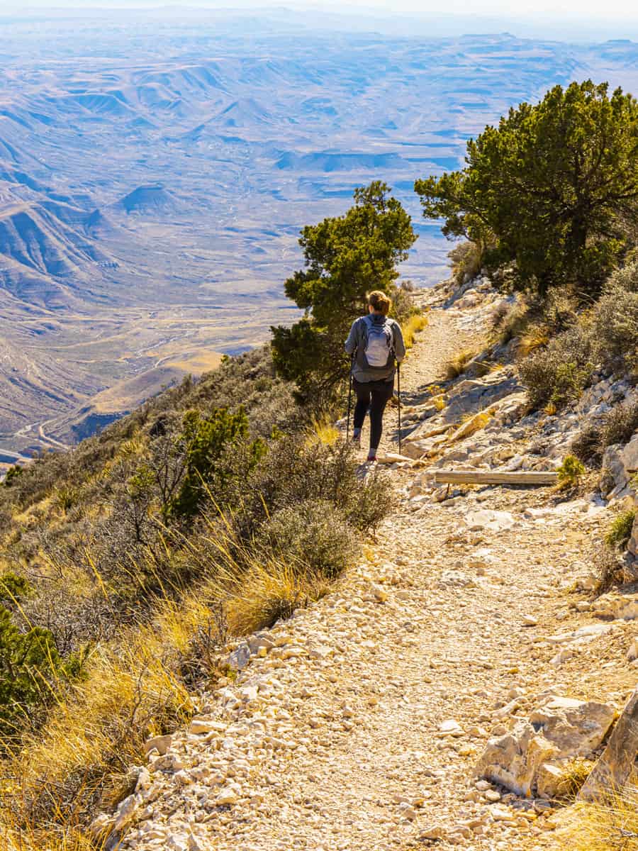 Female Hiker on The Guadalupe Peak Trail, Guadalupe Mountains National Park, Texas, USA