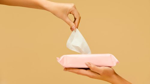 Female Picked Wet Wipes From Pink Pack 1600x900