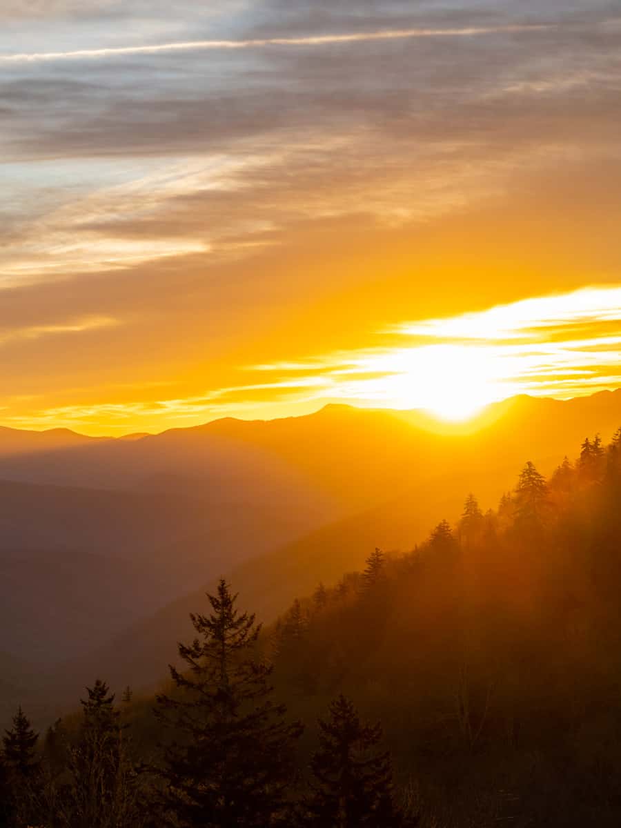 Sun Rising Over The Smokies In The Fall from Newfound Gap