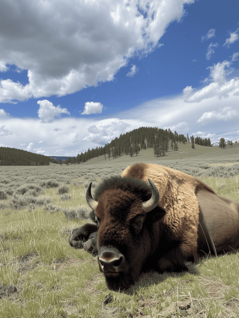 a bison in yellowstone