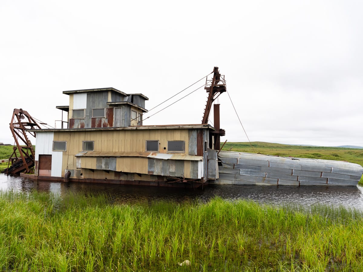 Abandoned Swanberg gold dredge in Nome