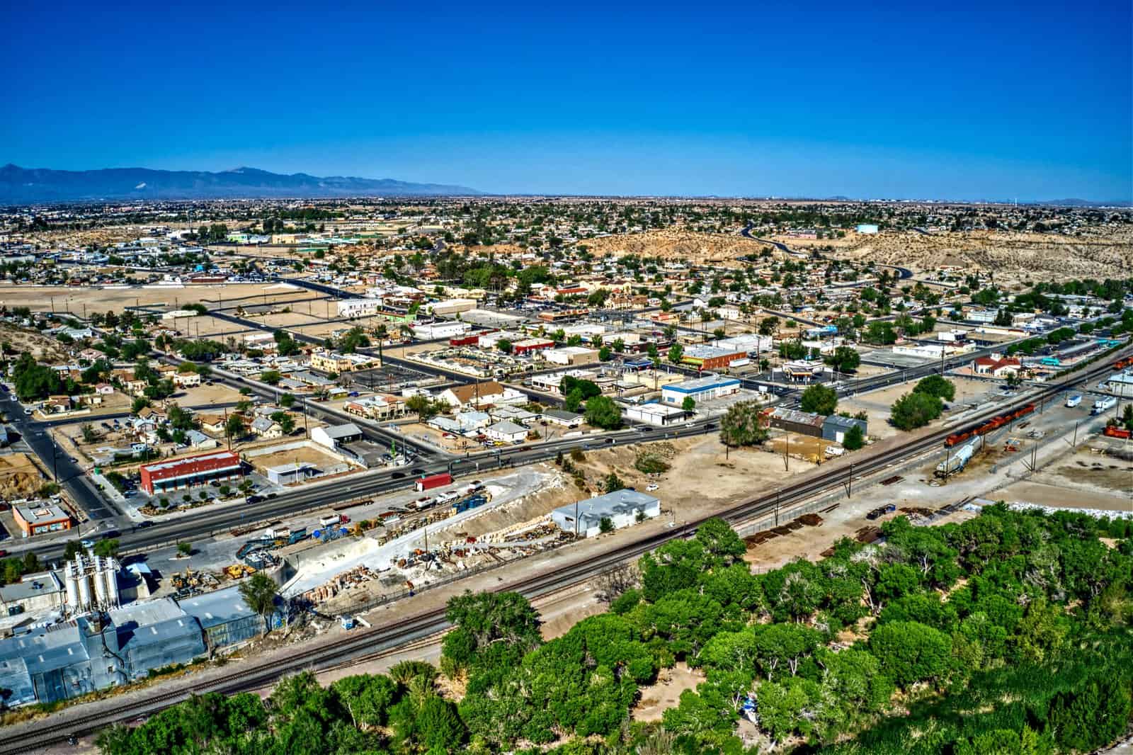 Aerial View of Victorville, California along the historic Route 66