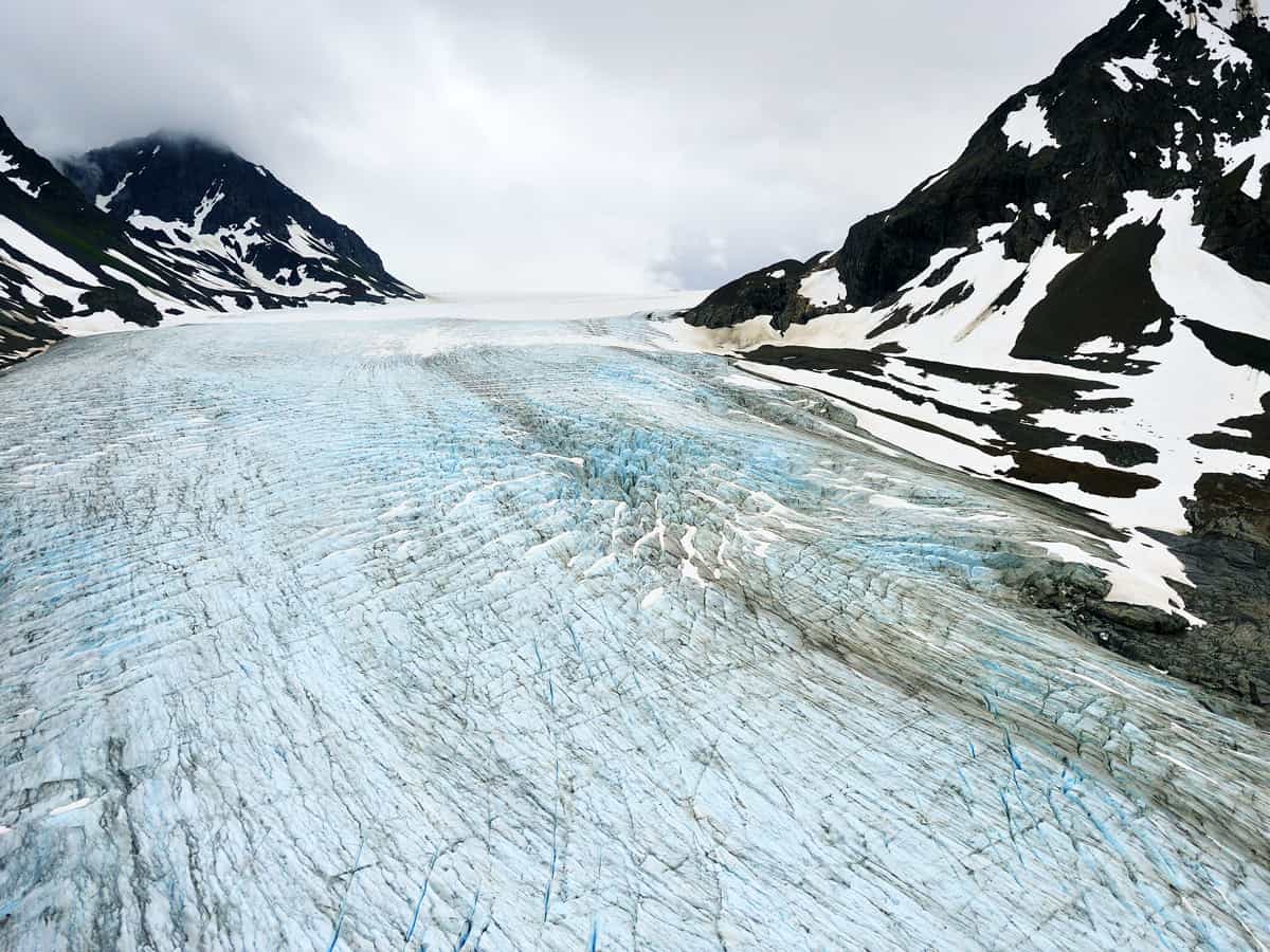 Aerial view of Godwin Glacier, Alaska
