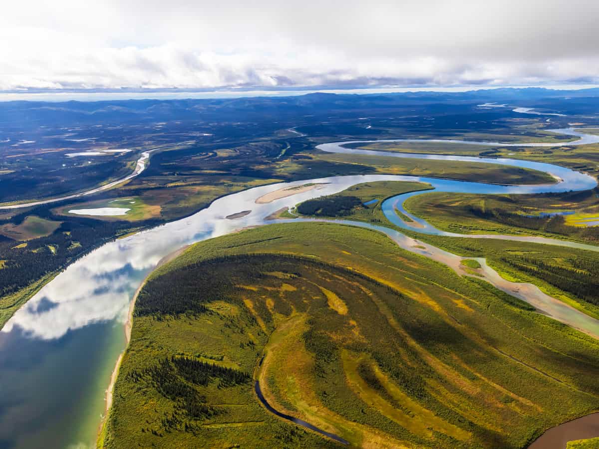 Beautiful aerial landscape of Kobuk Valley National Park in the arctic of Alaska.