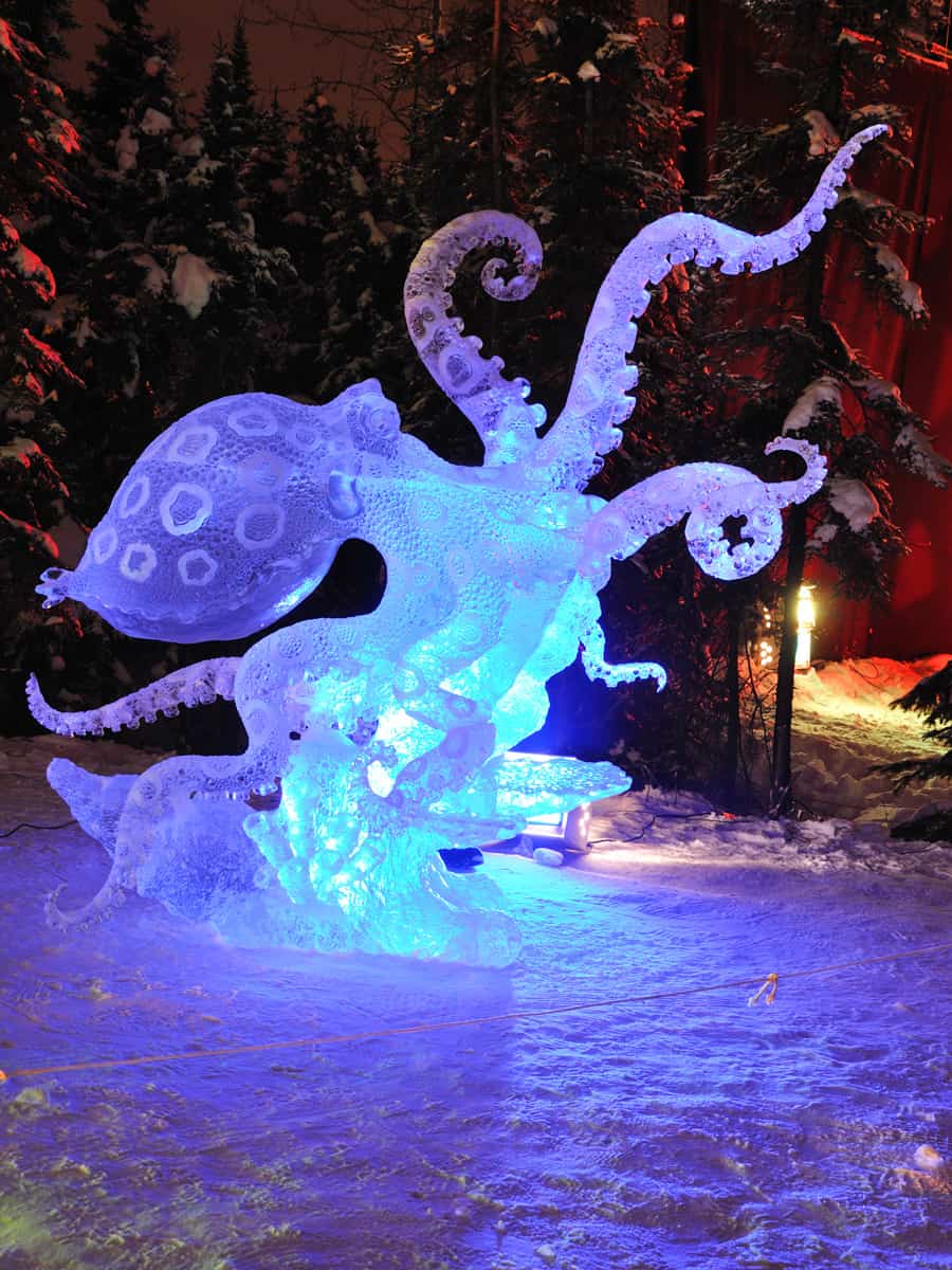 "Blue Ring Octopus" Ice Sculpture, World Ice Art Championships in Fairbanks, Alaska