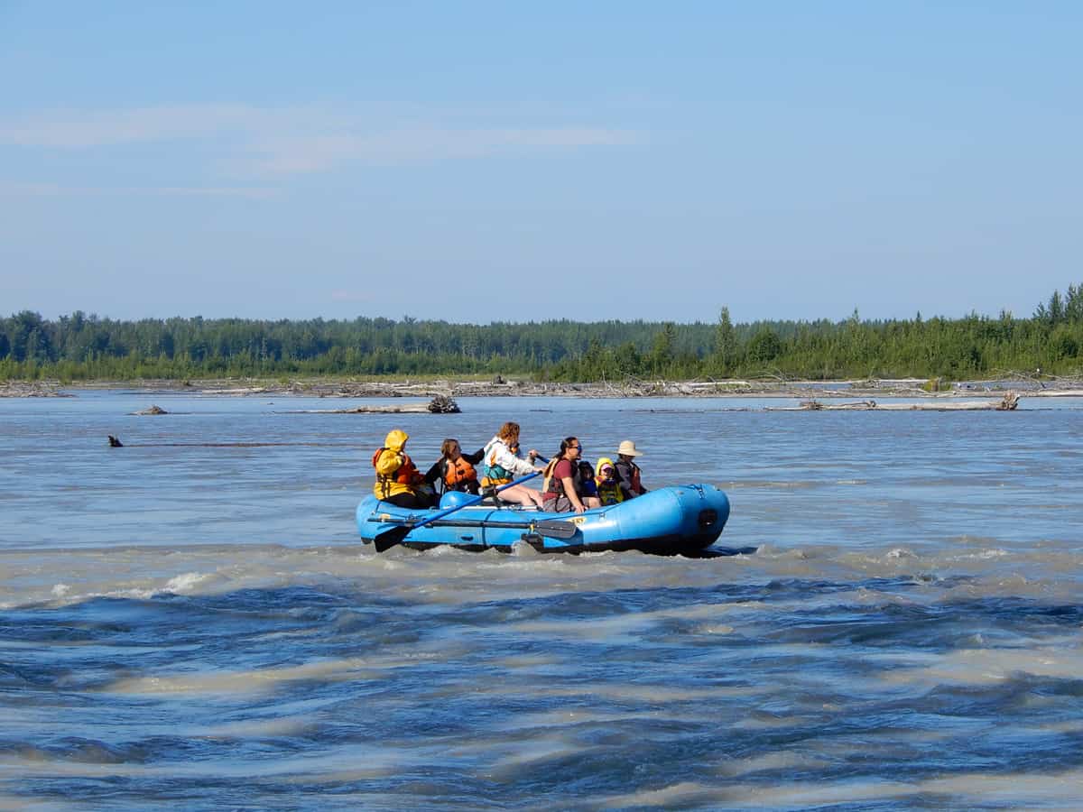 Convergence of the Talkeetna & Susitan Rivers spring-time glacier run-off creates a whitewater rafting bonanza for thrill-seekers