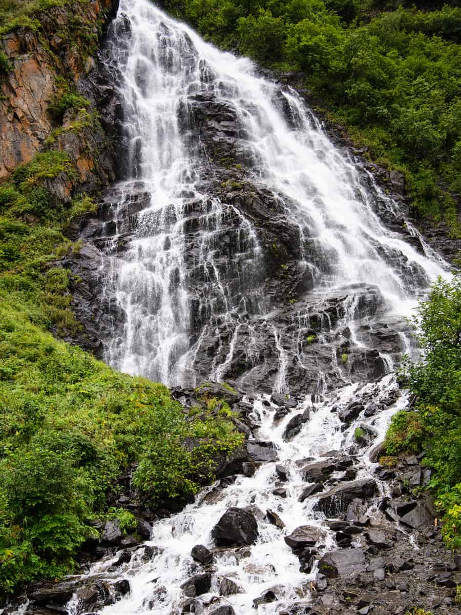 Horsetail Falls in Keystone Canyon along the Richardson Highway near Valdez, Alaska