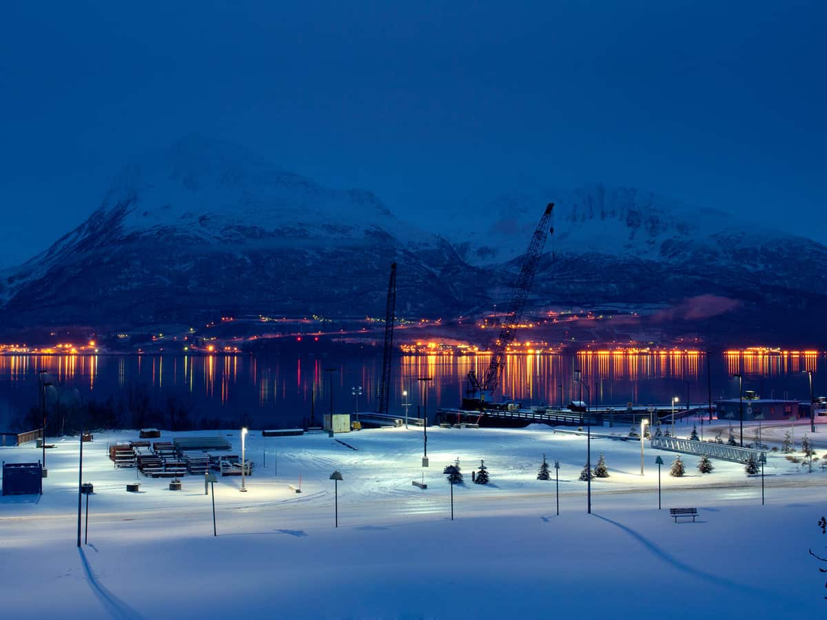 Night view of Valdez Alaska