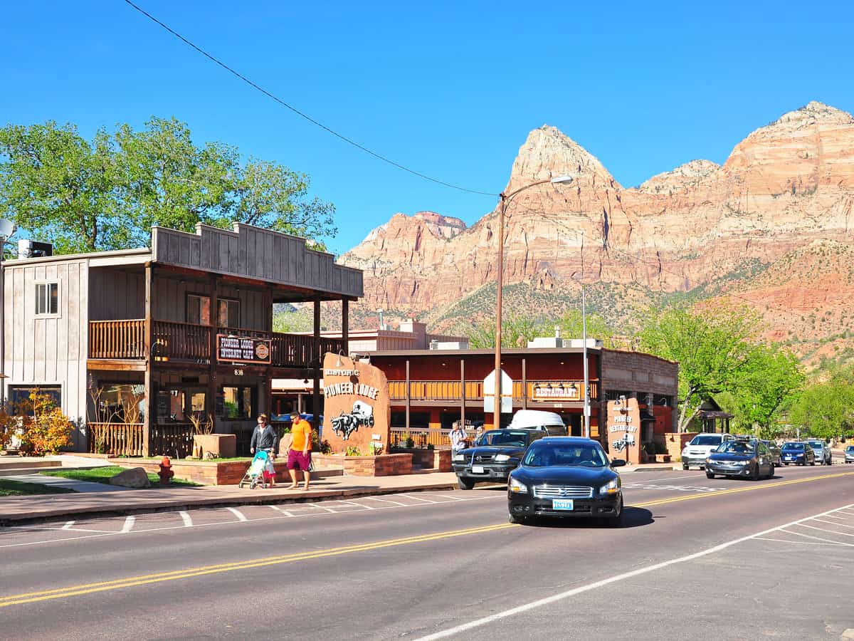 Pioneer Lodge in Springdale. It is a town in Washington County, Utah, United States. It is located immediately outside the boundaries of Zion National Park.