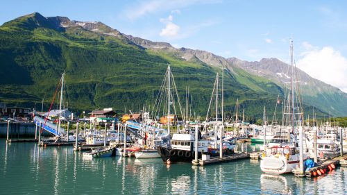 The Valdez, Alaska, Harbor with Fishing Boats Dock at the Docks 1600x900