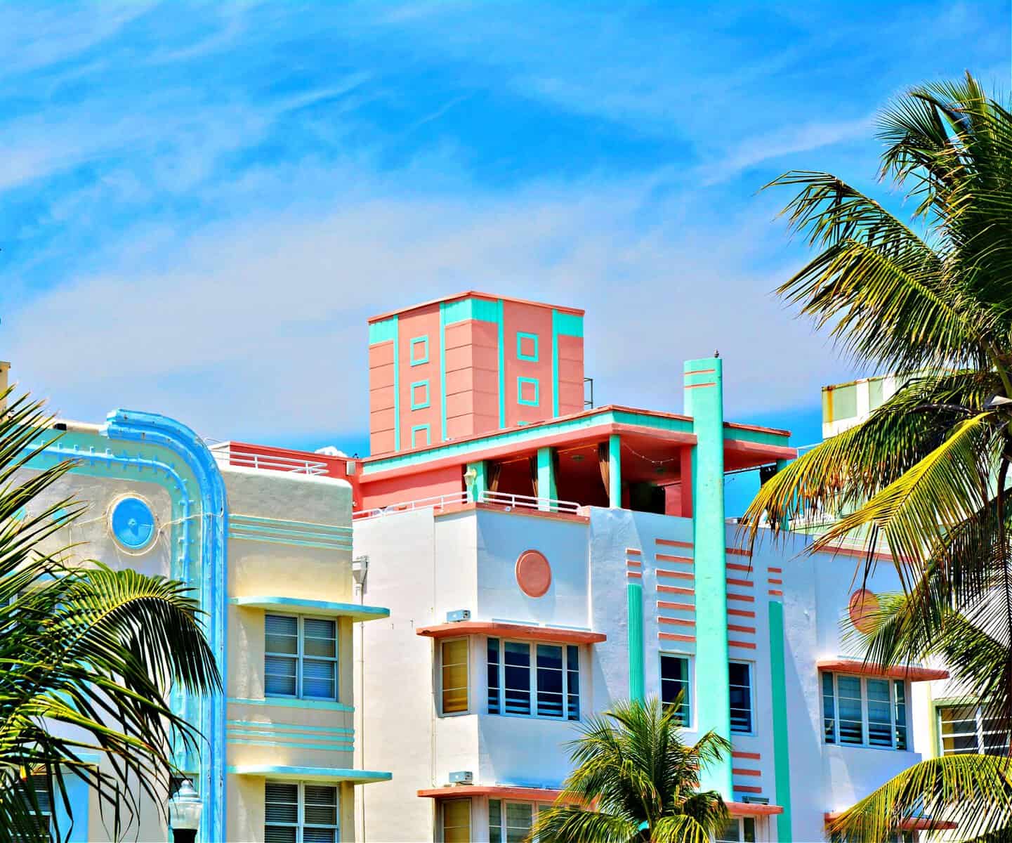 Art Deco style architecture in Miami Beach, South Beach, Ocean drive