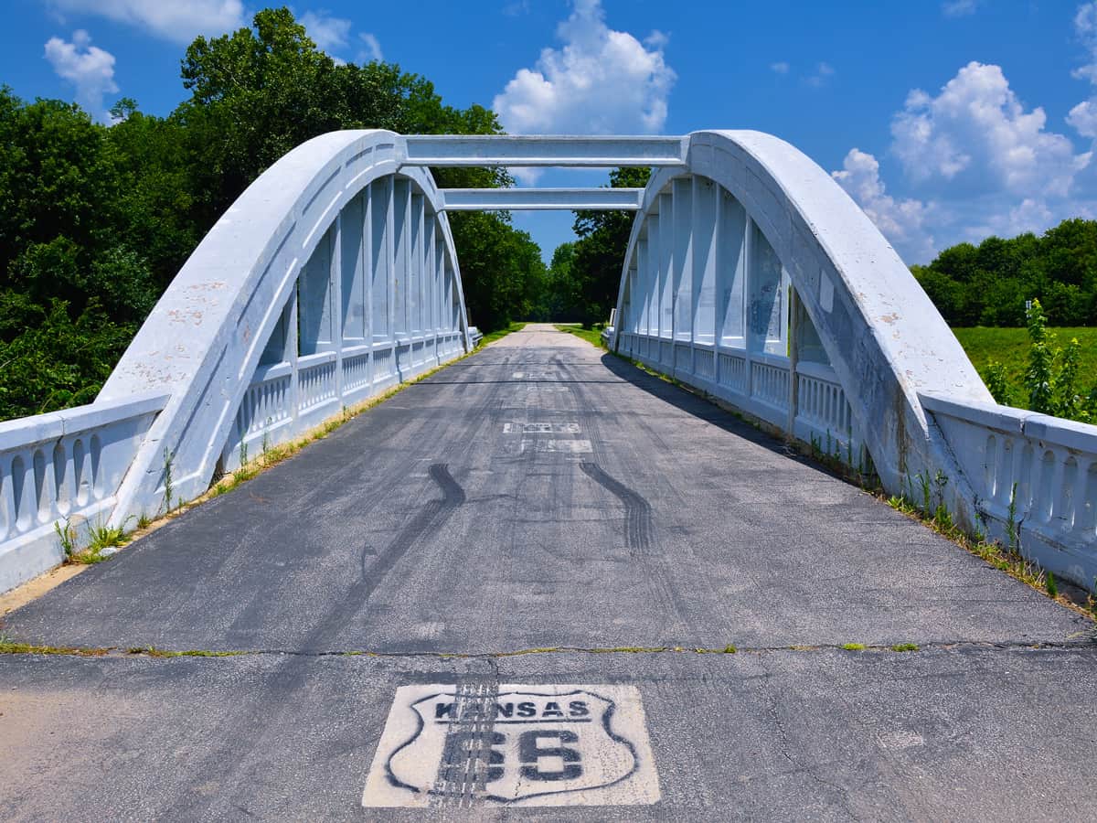 Close up of this Rainbow Curve Bridge Constructed in 1923 that is the only remaining Marsh Arch Bridge on Route 66