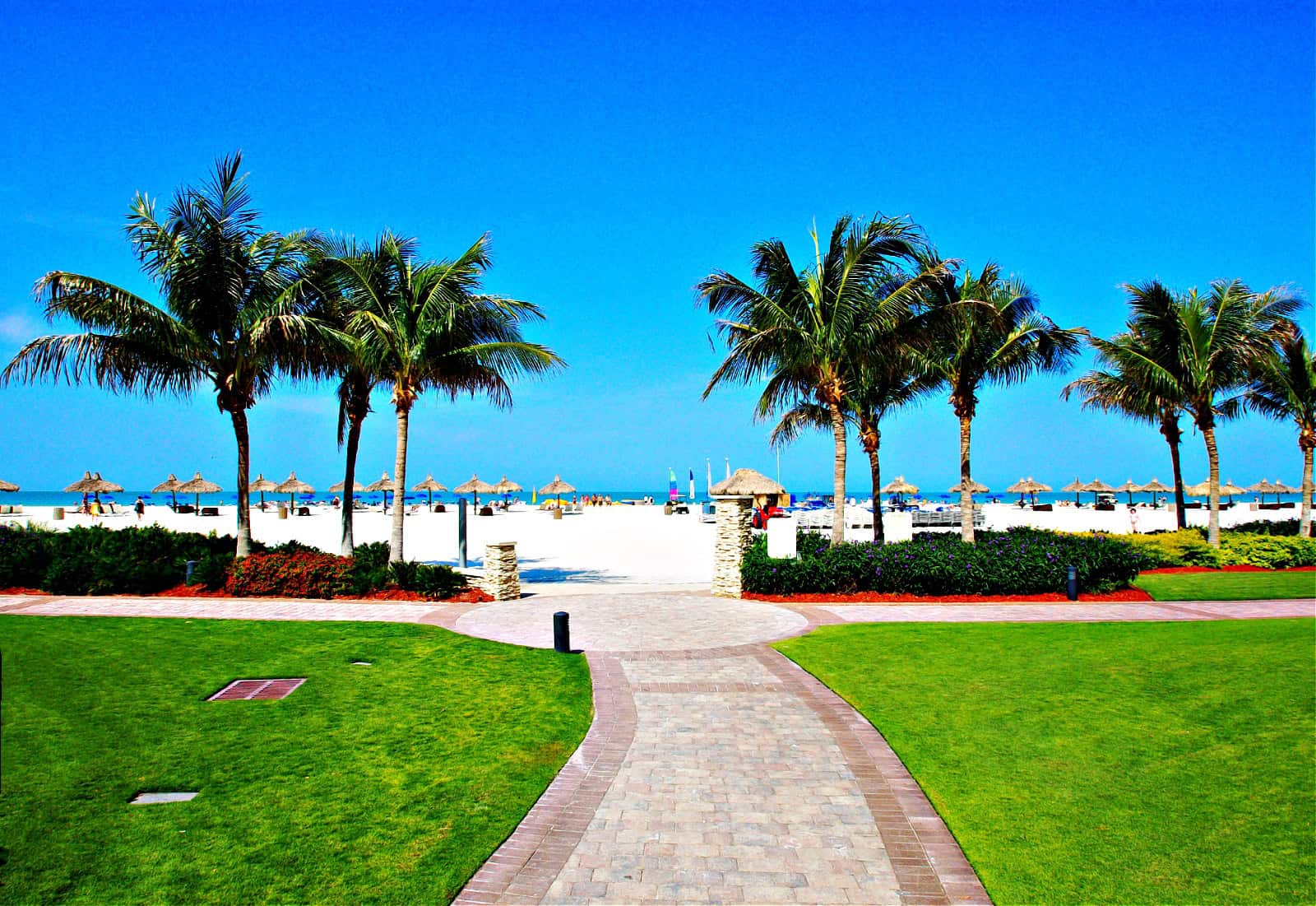 Marco Island, Fl - April 15, 2011. The entrance to the beach from the Marriott Hotel.