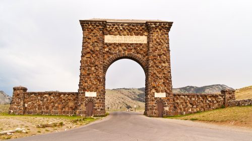 Roosevelt Arch at the North Entrance to Yellowstone National Park was dedicated in 1903 1600x900