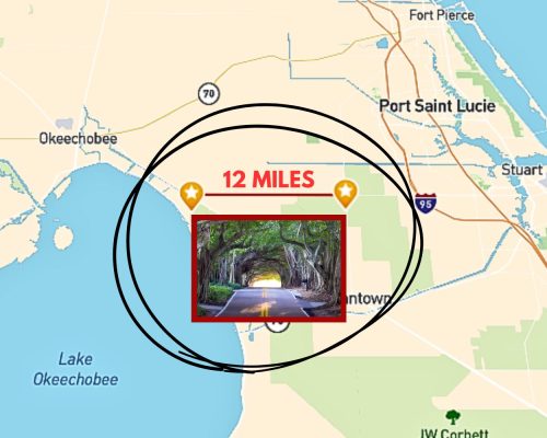 a map of a 12 miles tunnel tree in Florida